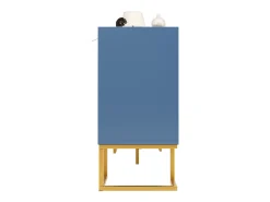 Aparador moderno - 140 x 40 x 80 cm - con 4 puertas y 2 estantes ajustables - patas doradas - MDF + metal - azul