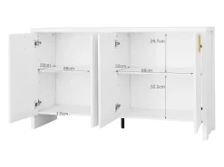 Aparador moderno - con estantes ajustables - tiradores dorados - Blanco