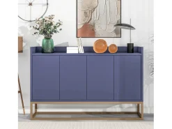 Aparador Moderno 120 x 30 x 80 cm - Aparador Estilo Minimalista con 4 Puertas para Comedor, Salón, Cocina - Azul Marino