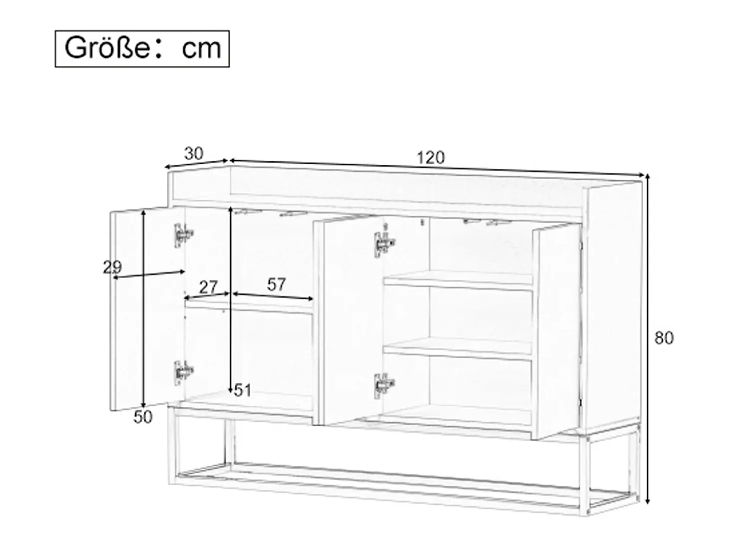Aparador Moderno 120 x 30 x 80 cm - Aparador Estilo Minimalista con 4 Puertas para Comedor, Salón, Cocina - Azul Marino