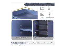 Aparador Moderno 120 x 30 x 80 cm - Aparador Estilo Minimalista con 4 Puertas para Comedor, Salón, Cocina - Azul Marino