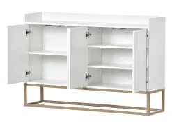 Aparador Moderno 120 x 30 x 80 cm - Aparador Estilo Minimalista con 4 Puertas para Comedor, Salón, Cocina - Blanco