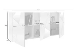 Aparador moderno blanco brillante 181cm 3 puertas espejo Vittoria WH S