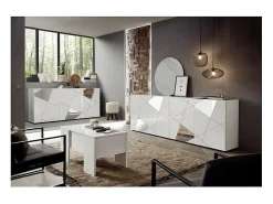 Aparador moderno blanco brillante 181cm 3 puertas espejo Vittoria WH S