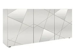 Aparador moderno blanco brillante 181cm 3 puertas espejo Vittoria WH S
