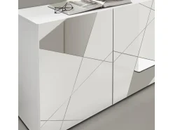 Aparador moderno blanco brillante 181cm 3 puertas espejo Vittoria WH S