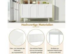 Aparador moderno con 4 puertas - 140 x 42 x 80 cm - madera MDF - color blanco