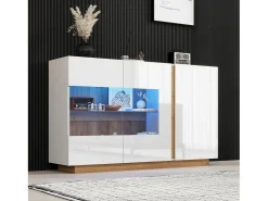 Aparador moderno con 3 puertas - 138 x 38 x 90,5 cm - Tablero de partículas - Para salón, comedor - Blanco