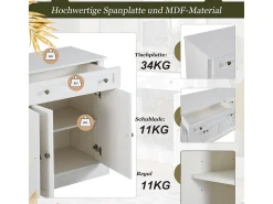 Aparador moderno con 4 puertas y 2 cajones, 150 x 40 x 86 cm (blanco antiguo)