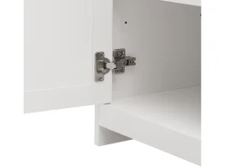 Aparador Moderno con 4 Puertas y 3 Cajones, Buffet para Comedor y Salón, 160 x 37 x 75 cm - Blanco Antiguo + Madera Natural