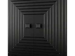 Aparador moderno con 3 puertas dobles - 160 x 38 x 75,5 cm - con patas doradas - aglomerado - negro