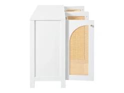 Aparador moderno con estantes ajustables - puertas de ratán - MDF - Blanco