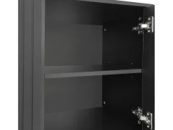Aparador moderno con estantes regulables - 3 puertas en forma de U - tiradores y base de metal - Negro