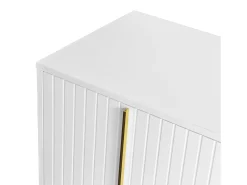 Aparador moderno con estantes regulables - 3 puertas en forma de U - tiradores y base de metal - Blanco