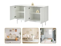 Aparador moderno con estantes ajustables - puertas con diseño de arco - MDF - Blanco