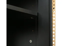 Aparador moderno con estantes ajustables - puertas de ratán - MDF - Negro