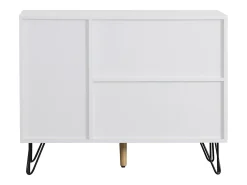 Aparador moderno con patas metálicas, para recibidor y salón, 90 x 30 x 71,5 cm, color blanco.