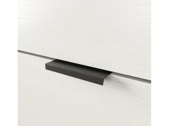 Aparador moderno con puerta de cristal templado y 3 cajones, mueble consola para entrada, aparador de cocina para pasillos, blanco (155x40x91,5 cm)
