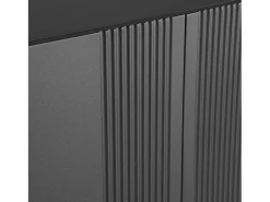 Aparador moderno de 4 puertas sin tiradores, 145 x 41,5 x 80 cm, para salón, comedor, color negro