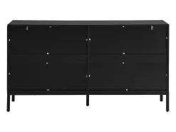 Aparador moderno de 4 puertas sin tiradores, 145 x 41,5 x 80 cm, para salón, comedor, color negro