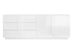 Aparador moderno de 2 puertas y 3 cajones en blanco brillante Jupiter WH L1