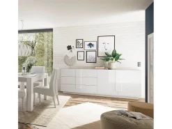 Aparador moderno de 2 puertas y 3 cajones en blanco brillante Jupiter WH L1