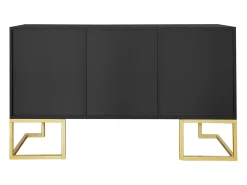 Aparador moderno de 3 puertas con estantes ajustables, puertas en forma de U, 138 x 40 x 80 cm, color negro