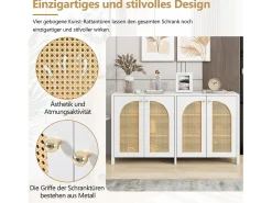 Aparador moderno de 4 puertas, diseño elegante, MDF, blanco (145x80x40 cm)