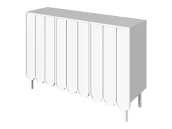 Aparador moderno de madera con puertas onduladas – 120x35x80 cm – para salón, recibidor y comedor, blanco