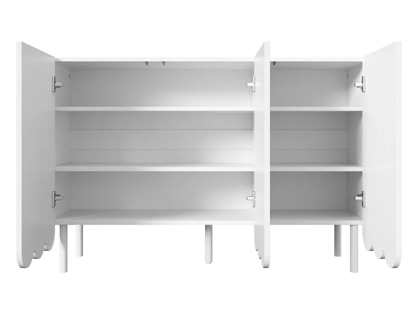 Aparador moderno de madera con puertas onduladas – 120x35x80 cm – para salón, recibidor y comedor, blanco