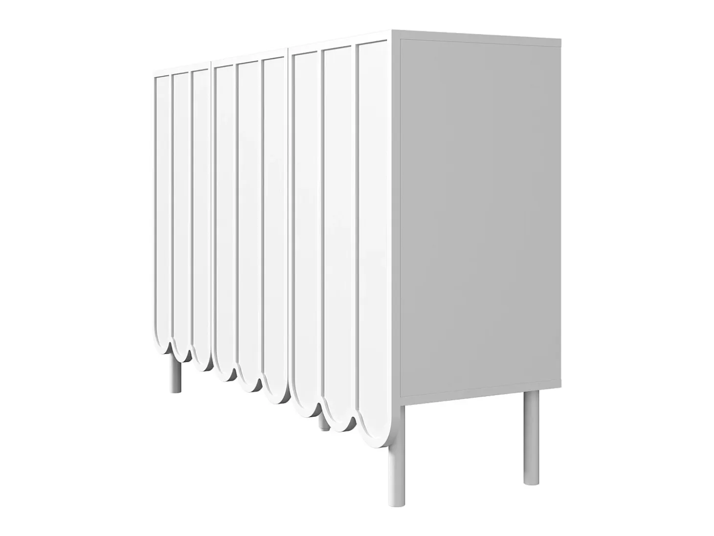 Aparador moderno de madera con puertas onduladas – 120x35x80 cm – para salón, recibidor y comedor, blanco