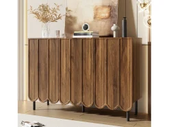 Aparador moderno de madera con puertas onduladas – 120x35x80 cm – para salón, recibidor y comedor
