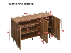 Aparador moderno de madera con puertas onduladas – 120x35x80 cm – para salón, recibidor y comedor