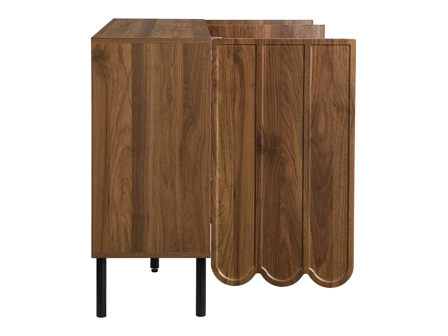 Aparador moderno de madera con puertas onduladas – 120x35x80 cm – para salón, recibidor y comedor