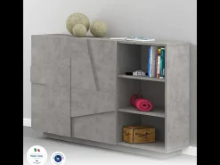 Aparador moderno de salón con 2 puertas y 3 estantes abiertos Ping Komode Concrete