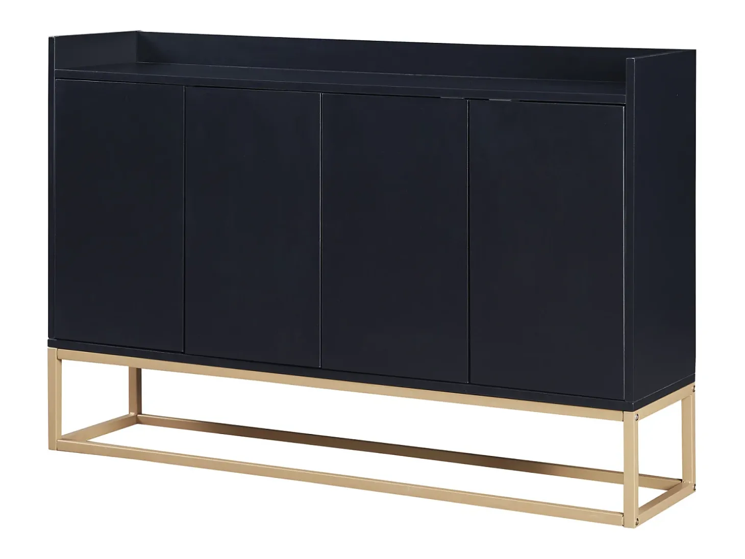 Aparador moderno 120x30 cm, cómoda con puertas, mueble de almacenaje, aparador sin tiradores, color negro
