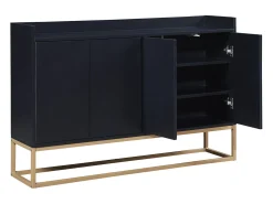 Aparador moderno 120x30 cm, cómoda con puertas, mueble de almacenaje, aparador sin tiradores, color negro