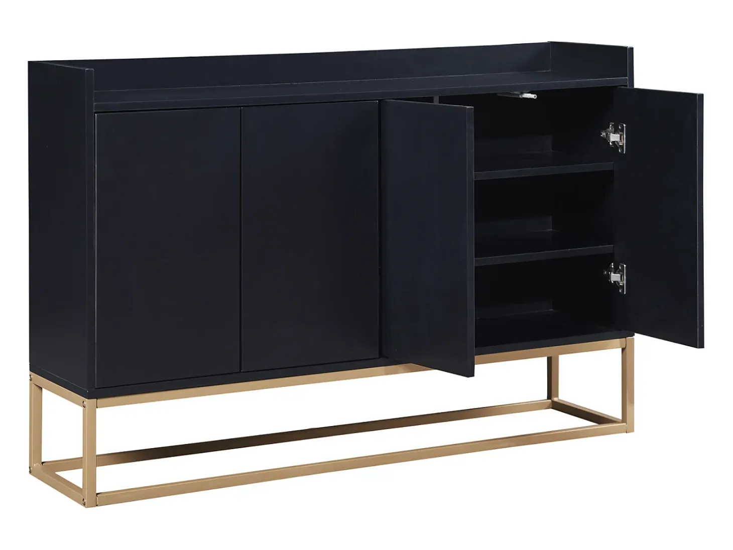 Aparador moderno 120x30 cm, cómoda con puertas, mueble de almacenaje, aparador sin tiradores, color negro