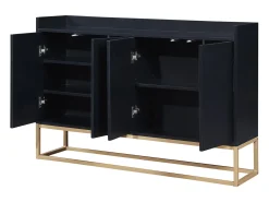 Aparador moderno 120x30 cm, cómoda con puertas, mueble de almacenaje, aparador sin tiradores, color negro