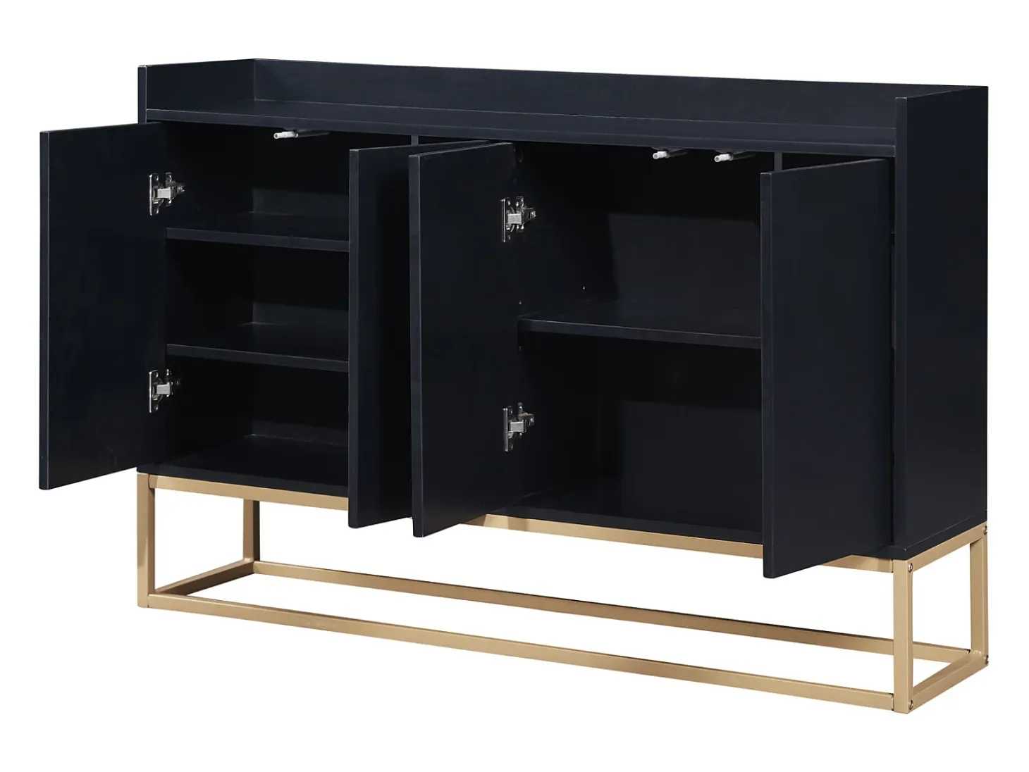 Aparador moderno 120x30 cm, cómoda con puertas, mueble de almacenaje, aparador sin tiradores, color negro