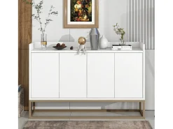 Aparador moderno 120x30 cm, cómoda con puertas, mueble de almacenaje, aparador sin tiradores, color blanco