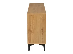 Aparador moderno 120x35x76 cm - 2 puertas y 3 cajones - Patas de metal - Tableros de partículas - Natural y negro