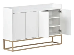 Aparador moderno 120x30x80 cm – Estilo minimalista, 4 puertas, ideal para comedor, salón, cocina – Blanco