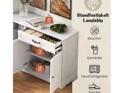 Aparador moderno y elegante - 107 x 40 x 83,4 cm - con 3 puertas + 1 cajón - para comedor y salón - MDF - blanco