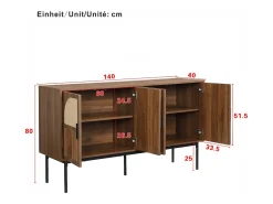 Aparador moderno y sencillo - 140 x 40 x 80 cm - mueble de almacenaje para salón - MDF - natural