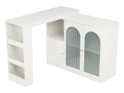 Aparador, Mueble bar giratorio de MDF - gran espacio de almacenamiento - estilo contemporáneo - Blanco