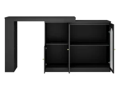 Aparador, Mueble bar giratorio de MDF - gran espacio de almacenamiento - estilo contemporáneo - Negro