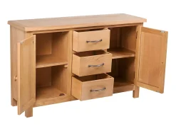 Aparador mueble buffet con 3 cajones y 2 armarios 110 cm madera maciza roble 4402244
