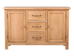 Aparador mueble buffet con 3 cajones y 2 armarios 110 cm madera maciza roble 4402244