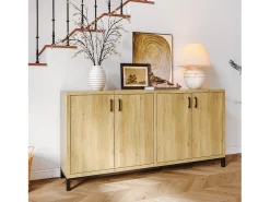Aparador, mueble de cocina de 4 puertas, para entrada, salón, cocina, dormitorio, 160 x 35 x 80 cm